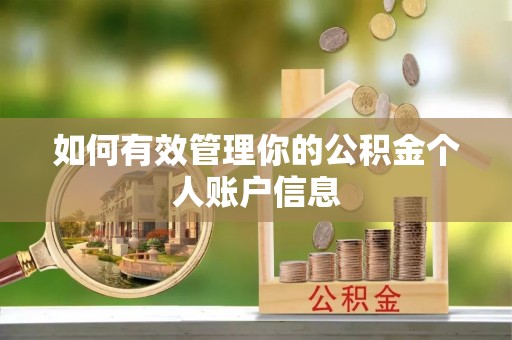 科尔沁左翼中旗如何有效管理你的公积金个人账户信息